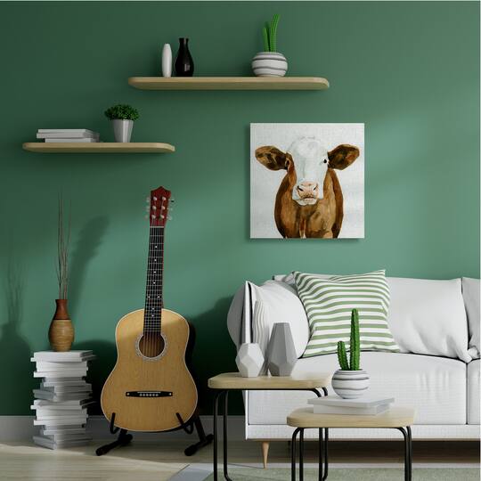 Stupell Industries Holstein Country Cow Minimal Cattle Portrait Canvas Wall Art